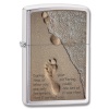 Zippo Footprints In The Sand Chrome Lighter 28180