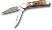 Boker copperhead 114626 knife with stag handle, fingernail nicks, polished bolsters.