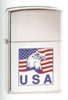 High Polished Chrome USA Eagle on Flag Zippo, #573