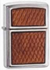 Zippo Brushed Chrome Diamond Cut Leather Lighter- 701