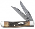 Case Mini Trapper Stag Damascus Knife 10818