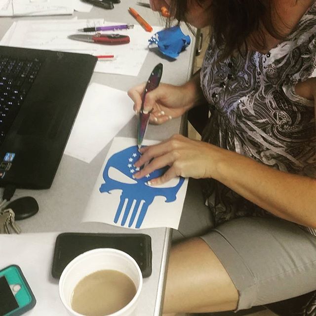 Up and at'em this morning with vinyl decal orders. #Threepercent #threepercenter #punisher #vinyl