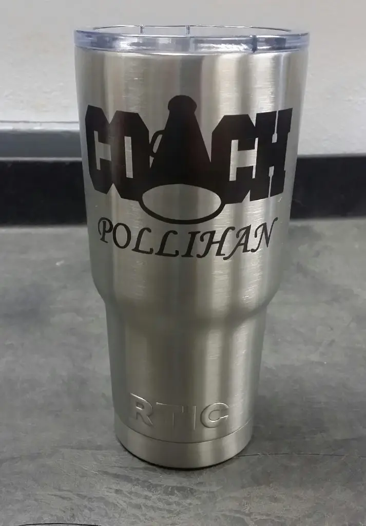 Cheer Coach Laser Engraving on RTIC Cup
