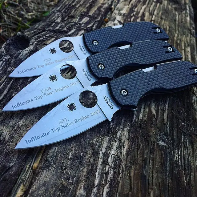 Spyderco Chaparral Carbon Fiber Handle plain edge C152CFP. Personalized engraving done in Times New Roman font. #spyderco #chaparral #carbon #fiber #C152CFP #personalized #engraving
