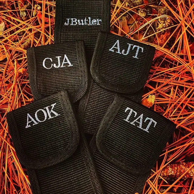 Black generic sheaths in small and large sizes custom embroidered just for you. #embroideredsheath #customembroidery #SH256 #SH257