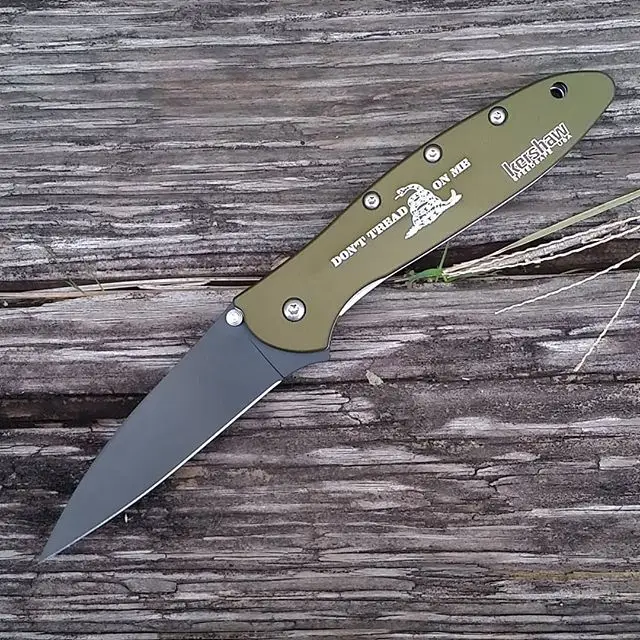 Special engraving request from customer.  Gadsden Flag on Kershaw Leek with Olive Drab Handle. DON'T TREAD ON ME.

Want one?  Call Hand-Tools.com  at (800) 458-1606

#kershawknives #kershawleek #dtom #donttreadonme #gadsden