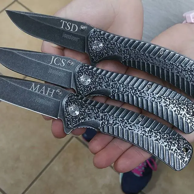 Personalized laser engraving on Kershaw blackwash knives in berylium font

hand-tools.com

#kershaw #knives #kershawknives #laserengraving #knivesforsale