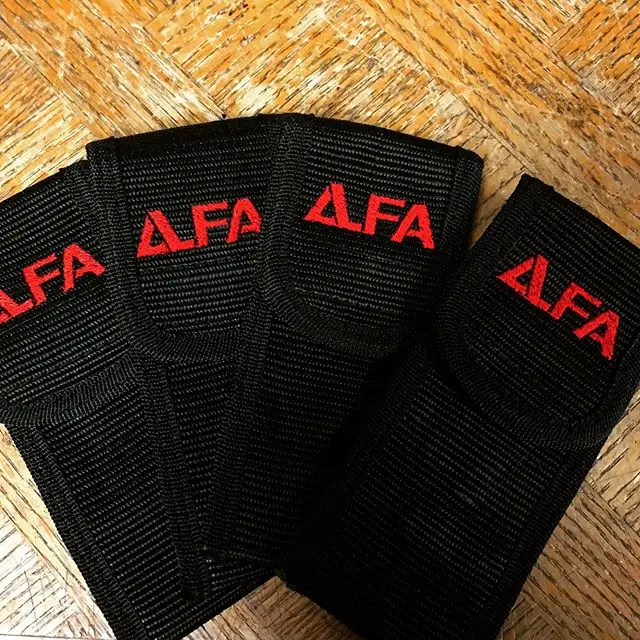 Black nylon large sheath just embroidered with company logo. Great gift for your employees so that their tools are kept in a safe place. We would be glad to do one for you too!
#sheath #nylonsheath #embroideredsheaths #companylogosheath #largesheath #blacksheath