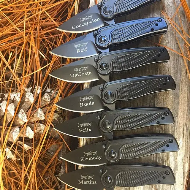 Kershaw Spoke 1313BLK- was just engraved for this groomsmen wedding party.  When this groom speaks they will all listen because he gave them a Spoke!!