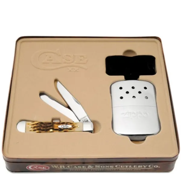 Case 06035 Amber Trapper and Zippo Hand Warmer Set