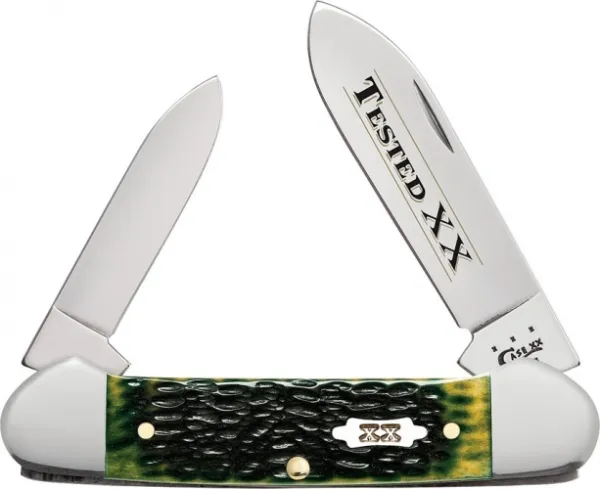 Case Ss Olive Green Bone Canoe Knives 10264