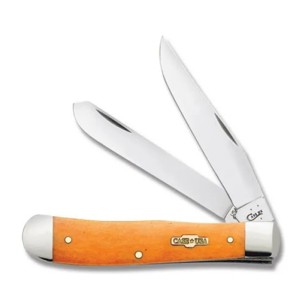 Case Smooth Persimmon Orange Bone Trapper (6254 SS) Knives 10310