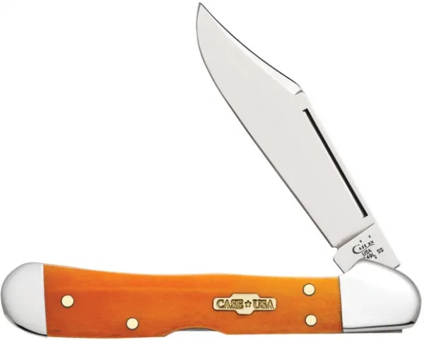 Case Smooth Persimmon Orange Bone Mini CopperLock (61749L SS) Knives 10314