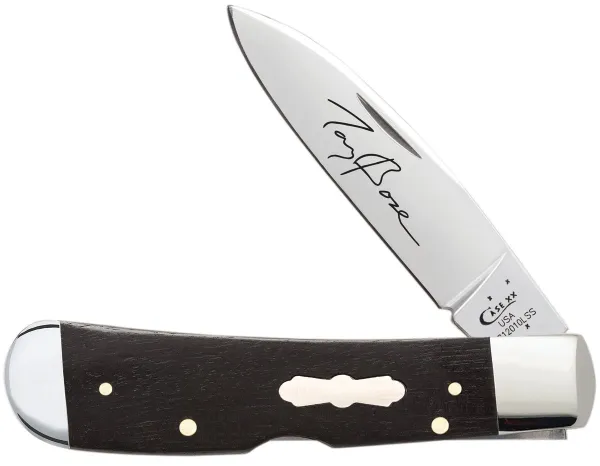 Case Tb Sm Ebony Wood Tribal Lock Knives 10659
