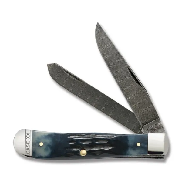 Case Med Blue Damascus Trapper Knives 10830