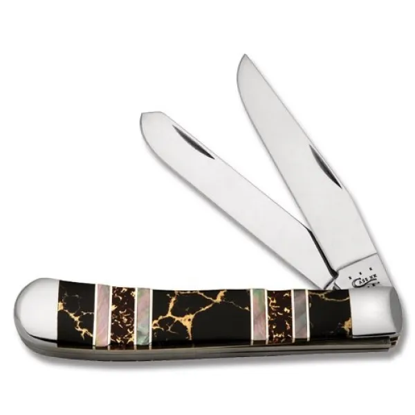 Case Exotic Black Aztec Pearl Trapp Knives 11060