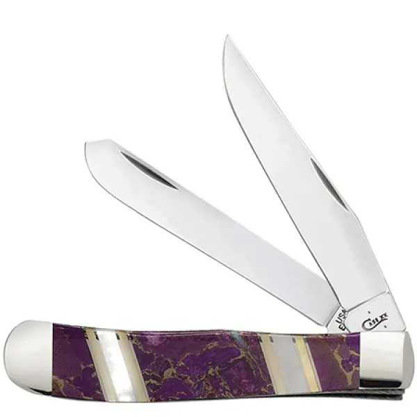 Case Exotic Prple Turquoise Trapper Knives 11116