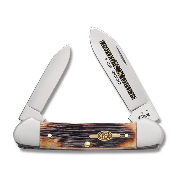 Case Limited XX Edition Series XXXIII Burnt Barnboard Brown Bone Canoe (62131 SS) Knives 11753