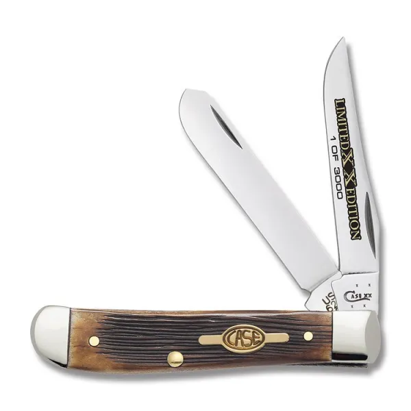 Case Limited XX Edition Series XXXIII Burnt Barnboard Brown Bone Mini Trapper (6207 SS) Knives 11755