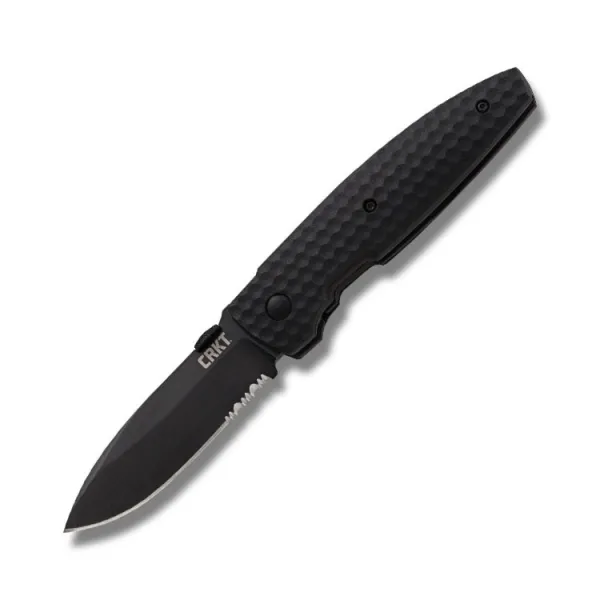 Columbia River Aux Folder Black W-trpl Serr Knives 1221K