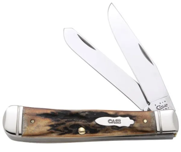 Case Pinched Bolster Stag Trapper Knives 12458