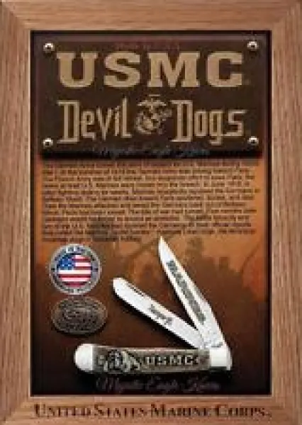 Case Usmc Comm Sm Nat Trapper -box Knives 13185