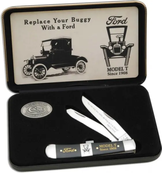 Case Ford Model T Black Trapper Knives 14307