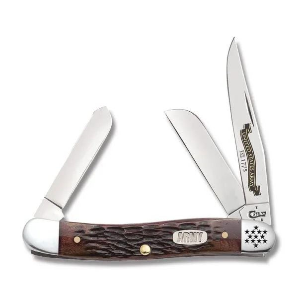 Case Army-brnt Walnut Bn Med Stockm Knives 15026