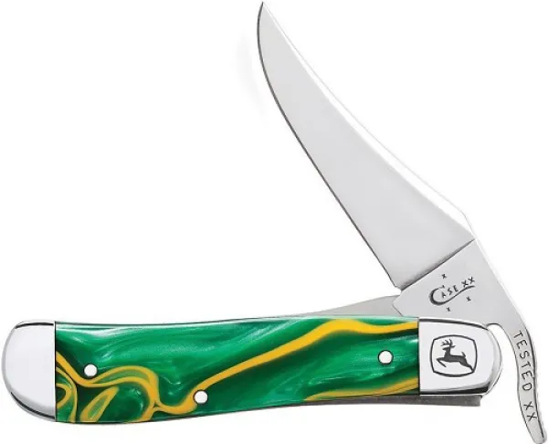 Case Jd Gr & Yel Kir Swirl Russlock Knives 15756