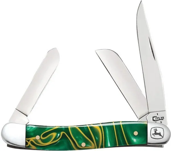 Case Jd Gr & Yel Kir Swirl Med Stoc Knives 15758
