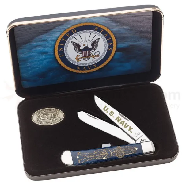 Case Navy-sm Navy Bl Bn Trapper Knives 17702