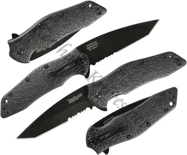 Kershaw Kuro Tanto Black Serrated Knife 1835TBLKST 1835TBLT