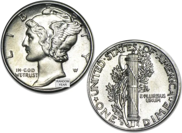1000 90% Silver Mercury Dimes in Avg Circulated Condition ($100 Face Value) 1916-1945_MERCURY_DIME_1000PC