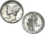 1916-1945 90% Silver Brilliant Uncirculated Mercury Dime