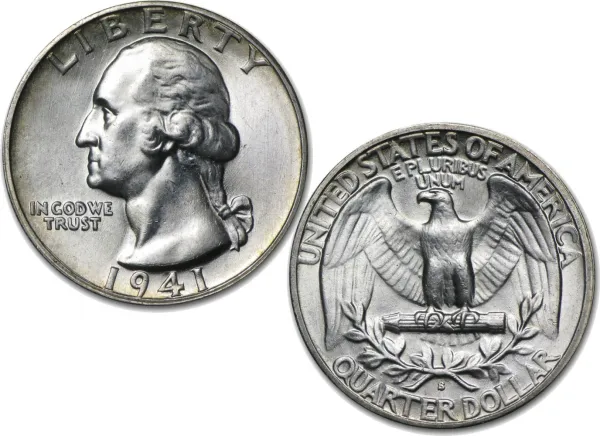 400 90% Silver Washington Quarters in Avg Circulated Condition ($100 Face Value) 1932-1964_WASHINGTON_QUARTER_400PC