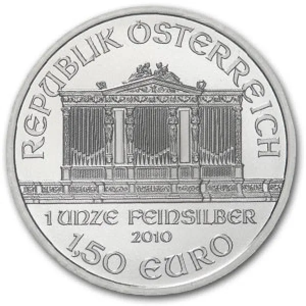 2010 1 Oz Silver Austrian Philharmonic Coin .9999 Fine 2010_SILVER_AUSTRIAN_PHILHARMONIC_1_OZ