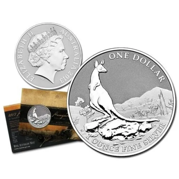 2013 Australian Silver Kangaroo 1 oz in Display Card 2013_AUSTRALIAN_SILVER_KANGAROO_1_OZ