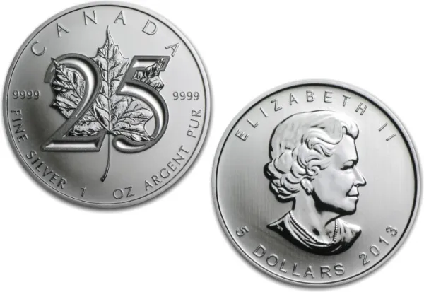 2013 Canadian Silver Maple Leaf 25th Anniversary Coin 2013_CANADIAN_SILVER_MAPLE_25TH_1_OZ