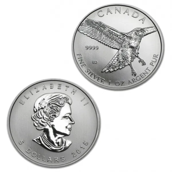 2015 Silver Canadian Red Tailed Hawk 1oz Coin 2015_SILVER_RED_TAILED_HAWK_1_OZ