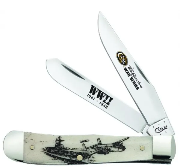 Case Wwii Natural Bone Trapper Knives 21750