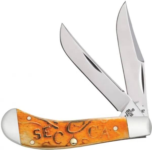 Case Carved Persim Orng Saddlehorn Knives 22086
