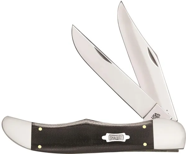Case Black Canvas Laminate - Folding Hunter (10265 SS) w-Leather Sheath Knives 23131