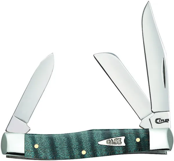 Case Turquoise Curly Maple Wood Smooth Medium Stockman (73032 SS) Knives 23361