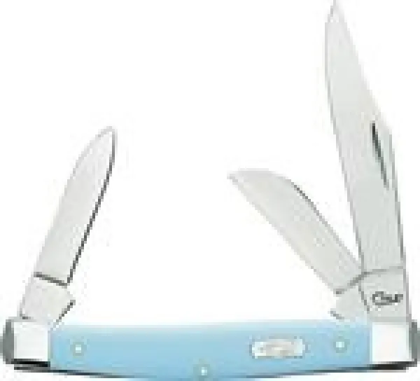 Case Ichthus Ice Blue Synthetic Smooth Medium Stockman (4344 SS) Knives 23382