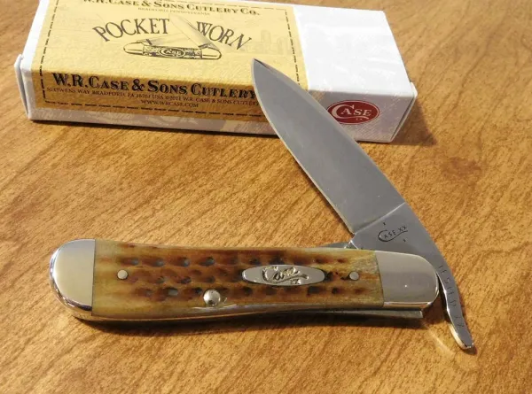 Case Pocket Worn® Burnt Brown Bone - Corn Cob Jig RussLock® (61953 1-2L SS) Knives 23652