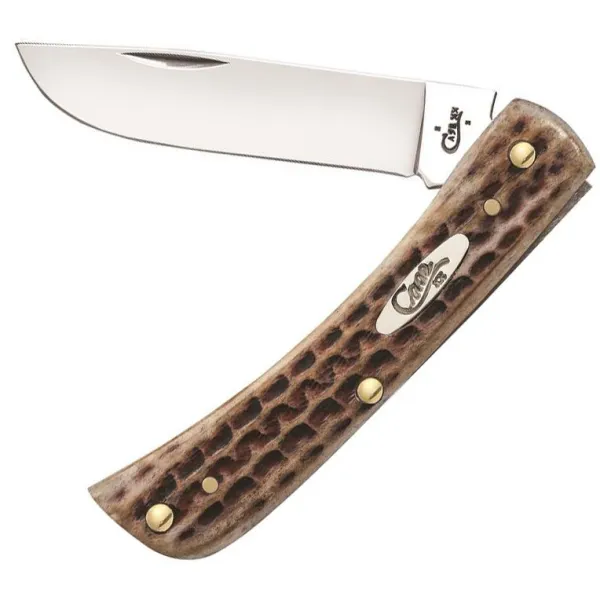 Case Pocket Worn® Burnt Brown Bone - Corn Cob Jig Sod Buster Jr® (6137 SS) Knives 23653