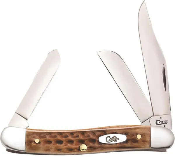 Case Pw Burnt Brwn Bn Med Stockman Knives 23656