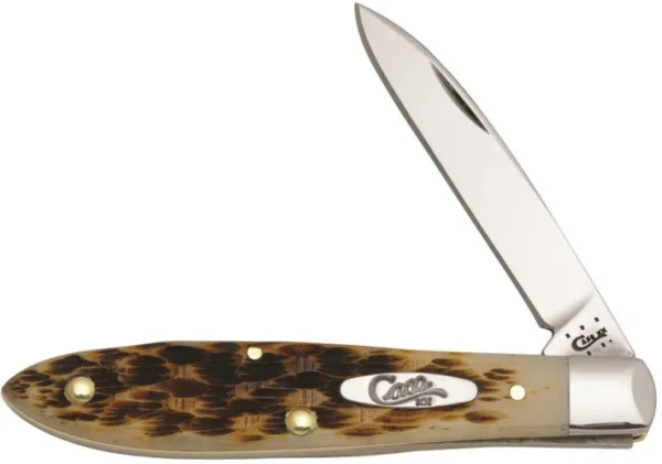 Case Amber Bone Tear Drop Ss Knives 246
