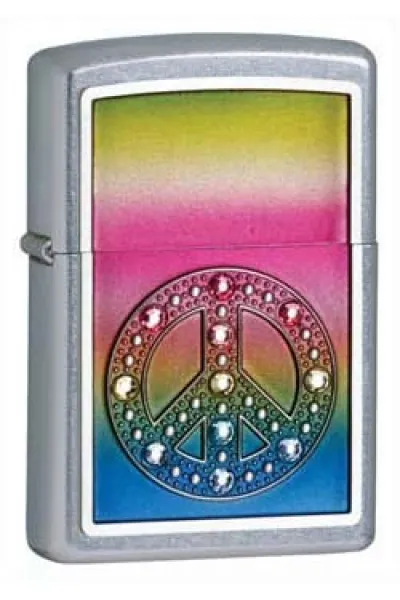 Zippo Peace For All Satin Chrome Windproof Lighter 24898