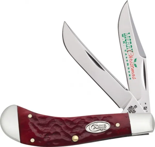 Case Dark Red Bone Saddlehorn Knives 25503